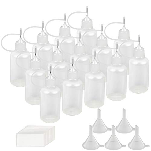 14 X 30ml de cuentagotas de dispensador de KAKOO de punto la botella plástico de gota de tubo para e líquido, hace DIY con 5pcs embudo pequeño y 30 pcs etiqueta de Pegatina para distinguir