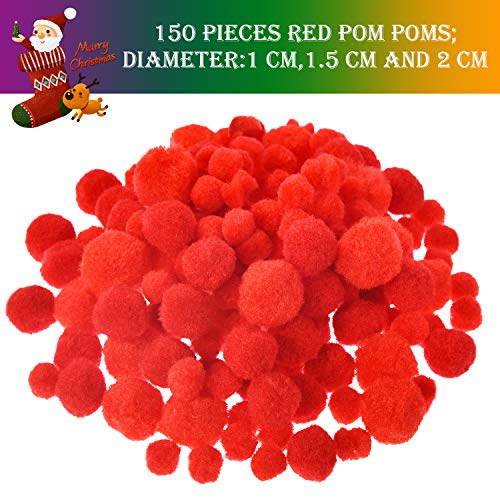 150 Piezas Tallos Chenilla Limpiapipas Marrones, 150 Piezas Pompones Rojos Pompones Artesanales Varios Tamaños y 300 Piezas Menea Ojos Saltones con Menea Ojos Saltones para Navidad Reno Arte DIY