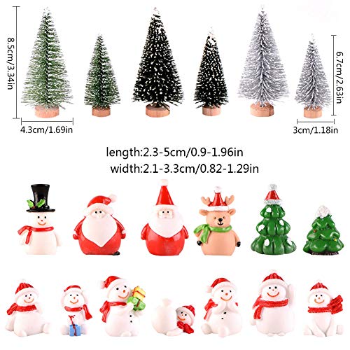 19 Pedazos Adornos en Miniatura de Navidad Mini Figuras de Estilo de Navidad Árbol de Navidad de Papá Noel Decoración de Navidad de Dibujos Animados Lindo para Decoración de Fiesta Style A