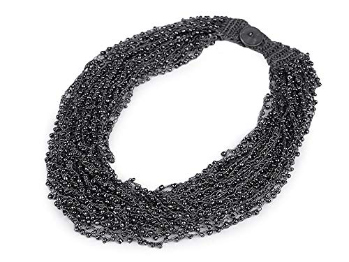 1pc 2 Hematita Gris Multi-fila Bordado Collar Con Semillas Perlas de Vidrio, Collares, Joyas