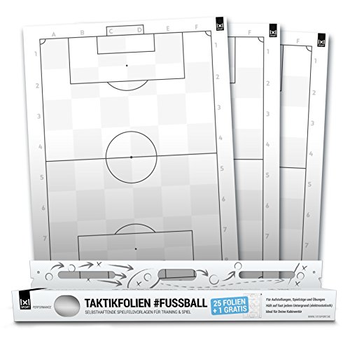 1x1SPORT - Folios de pizarra táctica para fútbol, Classic weiß