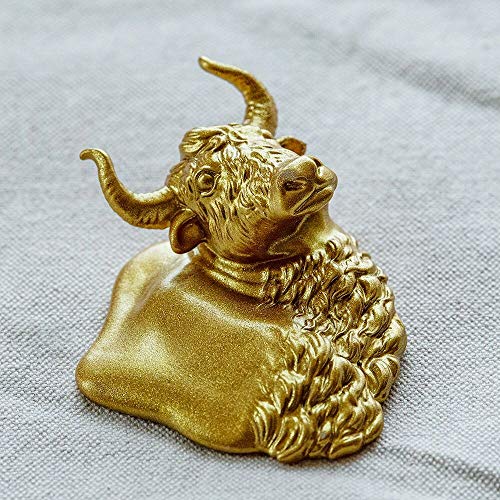 2 paquetes de imanes para nevera, decoración, cocina, hogar, restaurante, oficina, tablero blanco, armario, regalo, viaje, recuerdo, anáglifo de yak tibetano, diseño original en 3D (dorado)