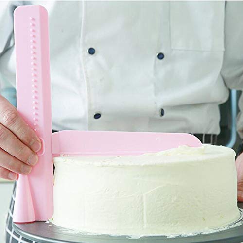 2 Raspador de pasteles para aplicar azúcar en tartas, ajustable DIY hornear, decoración, herramientas para pasteles, crema, plástico, espátula para tartas, fondant, alisador, Cakescraper