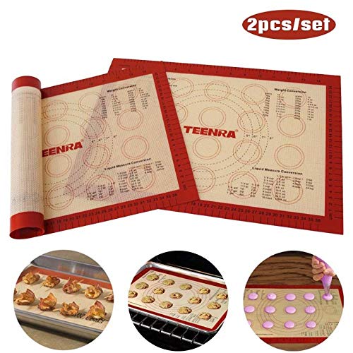 2 unids/set alfombrilla para hornear macarrón antiadherente alfombrillas de silicona forro para hornear juego de hojas para hornear resistente al calor herramientas de pastelería