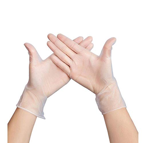 20 guantes de plástico desechables, desechables de PVC, guantes desechables para preparación de alimentos, guantes de trabajo desechables para cocinar, manipular alimentos (Talla L)