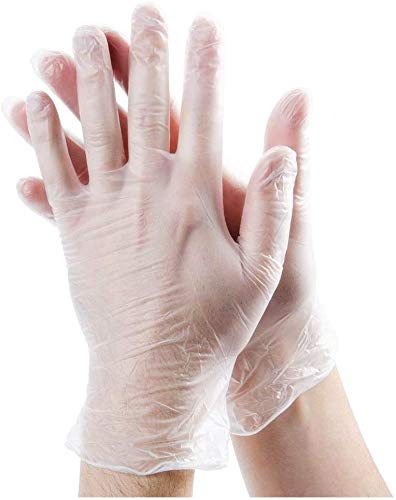 20 guantes de plástico desechables, desechables de PVC, guantes desechables para preparación de alimentos, guantes de trabajo desechables para cocinar, manipular alimentos (Talla L)