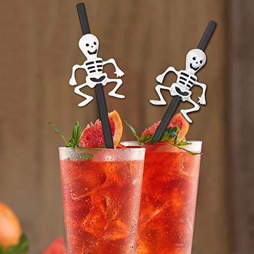 20 Pajitas de Calabaza de Halloween, Forma de Calabaza / Calavera Simulada, Pajitas de Plástico con Forma de Fantasma, Barras KTV, Tienda de Bebidas, Accesorios de Decoración de Halloween