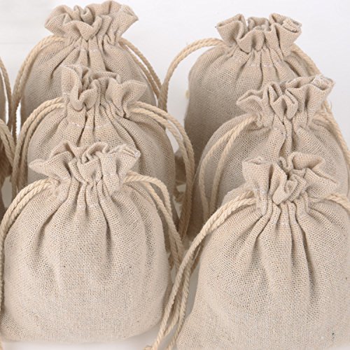 20 Piezas Bolsa de Muselina de Algodón con Cordón para Materiales de Fiesta de Boda y Manualidades, 4,7 por 3,5 Pulgadas