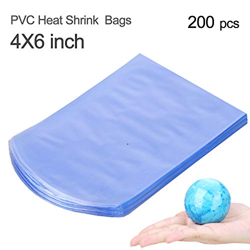 200 Unids Ronda Bolsas de bombas baño plástico termo-retráctil Bolsas de bombas de baño Calor Envoltorio Retráctil 4X6 Pulgadas de PVC para Bombas de Baño Jabones Botellas Galletas Artesanía DIY