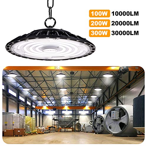 200W UFO LED Lámpara Alta Bahía, bapro Delgada 20000LM Lámpara Industrial, IP65 Focos Led Interior Techo 6500K,Led Iluminación Comercial Leds Floodlight para Fábricas, Aeropuerto, Patio, Restaurante