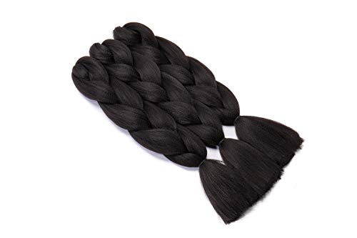 24"(60cm) 5 Piezas Extensiones de Pelo Sintético para Hacer Trenzas Africanas Fibra Kanekalon Trenzado Trenza Cabello No Destiñe y Se Ve Natural (500g,Negro Natural)