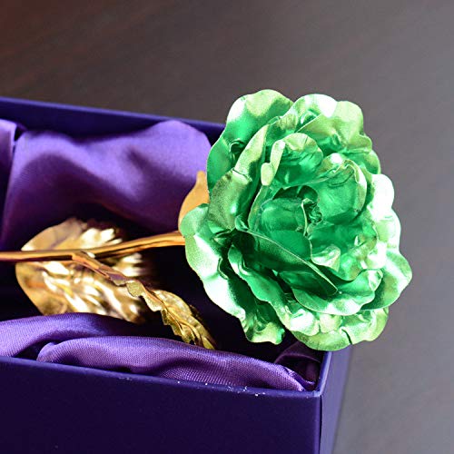 24K Oro Rosa Regalo De San Valentín Chino Ramo De Chocolate Flor Desnuda Caja De Regalo Lámina De Oro Rosa, Verde