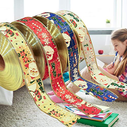 2M Cintas y adornos de Navidad Decoraciones de árbol de Navidad Personalizadas Doble Cara Satén Cinta de Poliéster Rollos para Envoltura de Regalo, Decoraciones de Árbol