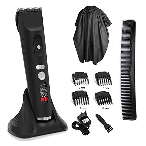 2NLF Maquina Cortar Pelo Profesional Electrónico Cortapelos Hombre Precisión Maquinilla Cortar Pelo Waterproof con Soporte de Carga 4 Peine