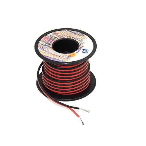 2x0.8 mm² Cable Alambres eléctrico de silicona de 2x20Metros 18awg Cable de cobre estañado trenzado sin oxígeno Resistencia a altas temperaturas 2 Conductor