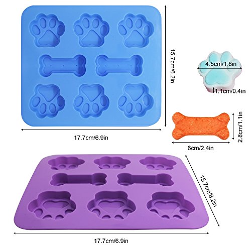 3 piezas de moldes de silicona cachorro de perro con forma de pata y hueso, bandejas de dulces de hielo reutilizables FineGood, bandejas para hornear, horno apto para microondas