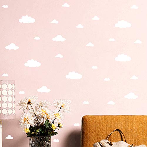 31 pegatinas de pared de nubes blancas, tamaño de mezcla para habitación de niños, decoración del hogar, vinilo, decoración de la nube de vinilo adhesivo para cuarto de bebé, decoración de arte