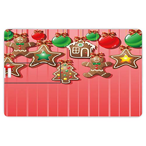 32GB Unidades Flash USB Flash Hombre de Pan de Jengibre Forma de Tarjeta de crédito bancaria Clave Comercial U Disco de Almacenamiento Memory Stick Galletas y Adornos navideños con diseño de hojaldre