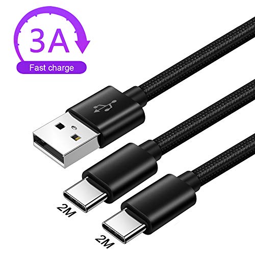 3A Cable Cargador Usb Tipo C Carga Rápida Para Xiaomi Redmi Note 7/8 9 Pro/9 Pro Max,Mi 10/10 Pro/9/9 SE/9T/9 Lite/8/5 6,Samsung Galaxy A40 A50 A70 A80 A20E,Quick charge 3.0,Nylon Trenzado,2M 2Metros