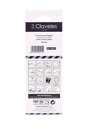 3Claveles 215 - Cúter navaja plegable de 10 cm, zinc