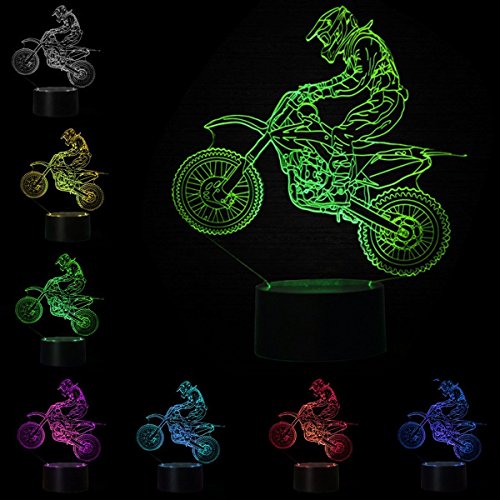 3D óptico Illusions LED Lámparas, Moto, LSMY Lámpara de mesa de mesa táctil Decoración hogareña 7 colores Efectos luminosos únicos para Regalo de la Navidad de los niños