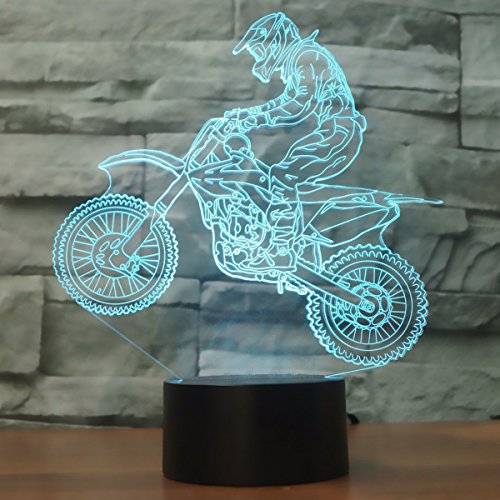 3D óptico Illusions LED Lámparas, Moto, LSMY Lámpara de mesa de mesa táctil Decoración hogareña 7 colores Efectos luminosos únicos para Regalo de la Navidad de los niños