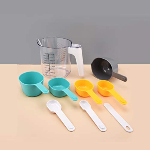 3T6B 9 Pcs Cuchara medidora conjunto de taza medidora. Vaso medidor de plástico graduado de 100 ml para hornear en la cocina