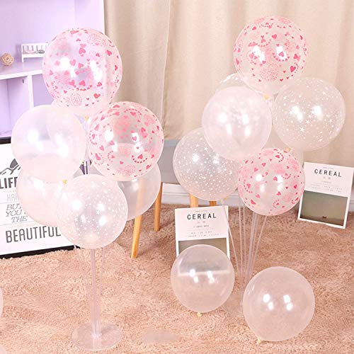 4 Piezas Soporte para Globos Trae 20 globos,Clear Balloon Stand Kit Globos con Base, para Fiesta de Cumpleaños, Decoración de Boda,Fiestas en el jardín y Celebraciones