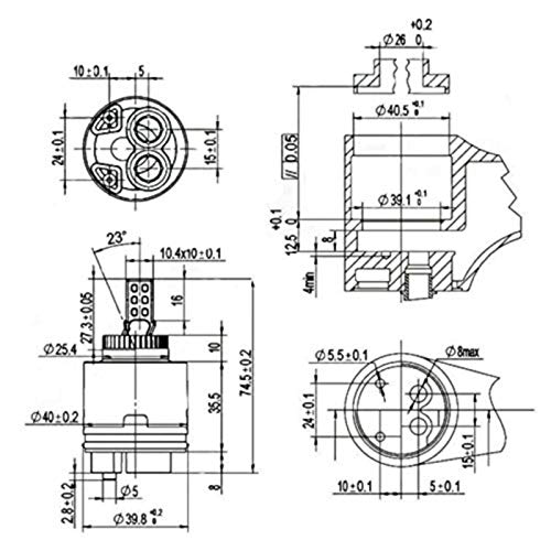 40 mm Palanca grifo mezclador para C4 cartucho de discos cerámicos ducha baño lavabo Reparación Cocina