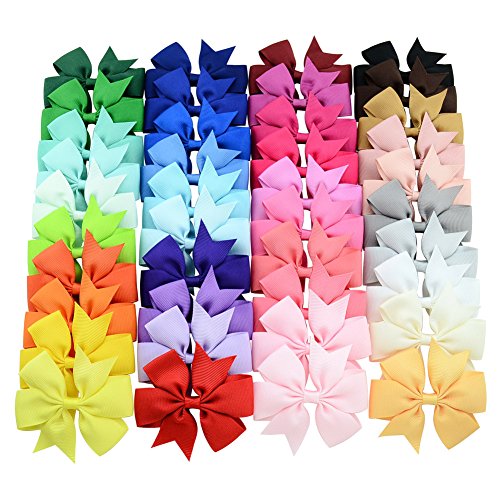 40 Piezas Pinzas Para el Cabello para Bebés niñas Clip de Pelo del Bowknot de Cinta de Grosgrain Suave para niños pequeños