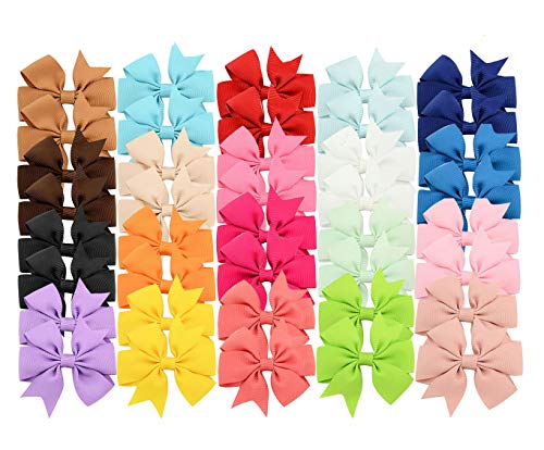 40 Unids Bebé Niñas Pinzas Para el Cabello Suave Grosgrain Ribera Arcos de Cocodrilo Pasadores para Adolescentes Niños Pequeños 20 Colores