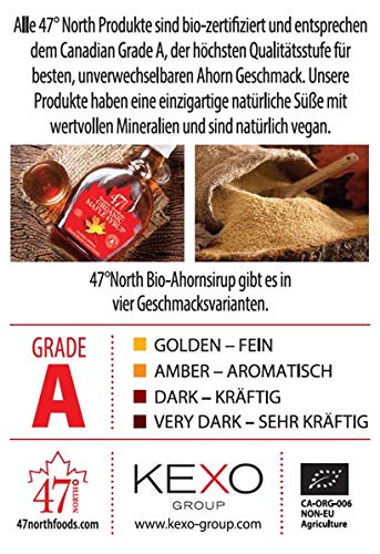 47 North TROIKA Jarabe de arce orgánico canadiense, Single Source, Grade A, 1x Amber, 1x Dark, 1x Very Dark, 3x250g!