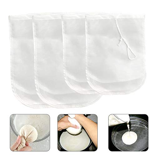 4PCS reutilizables para queso o queso,tela de muselina,bolsa de leche,colador de queso para colar,leche de soja,zumos de frutas y verduras,colador de alimentos (18 x 20 cm, 25 x 30 cm)