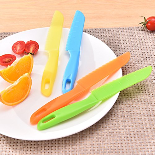 5 cuchillos de cocina para niños de ONUPGO, juego de cuchillos de cocina de plástico para niños, cuchillos de cocina seguros para niños, cuchillos de nailon para chef