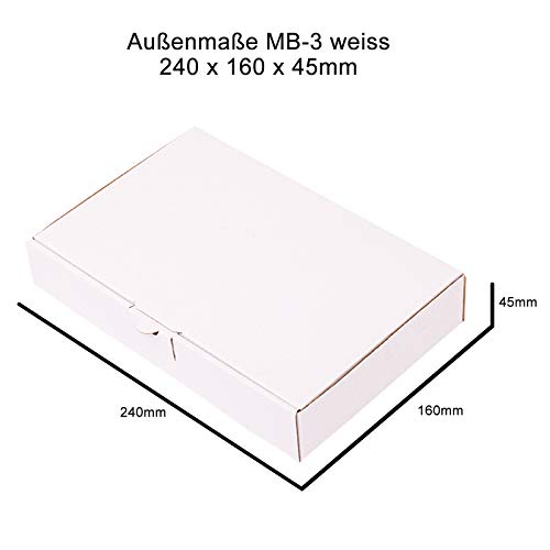 50 Maxibrief Cartón 240 x 160 x 45 mm Blanco Cajas de Post plegables caja MB de 3