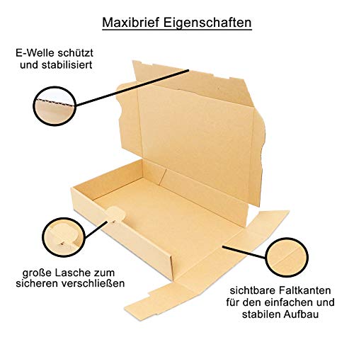 50 Maxibrief Cartón 240 x 160 x 45 mm Marrón Cajas de Post plegables caja MB de 3