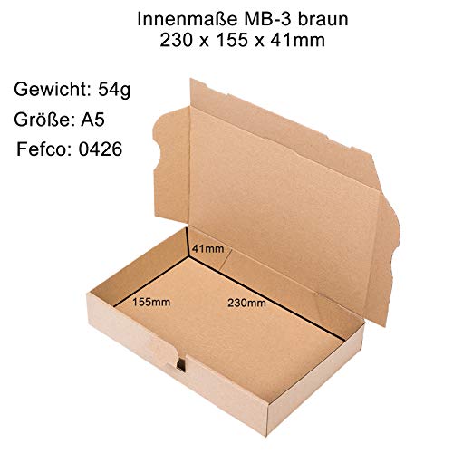 50 Maxibrief Cartón 240 x 160 x 45 mm Marrón Cajas de Post plegables caja MB de 3