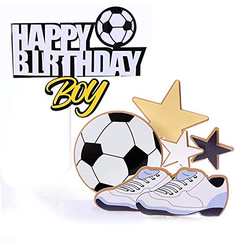 6 Adornos para Tartas de Fútbol, Decoración para Tartas de Fútbol de Cumpleaños, ​​Adornos para Tartas de Feliz Cumpleaños, para Adornos para Fiestas de Fútbol, ​​Adornos para Fiestas Deportivas