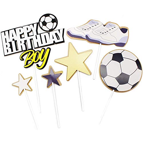 6 Adornos para Tartas de Fútbol, Decoración para Tartas de Fútbol de Cumpleaños, ​​Adornos para Tartas de Feliz Cumpleaños, para Adornos para Fiestas de Fútbol, ​​Adornos para Fiestas Deportivas