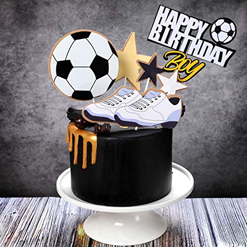 6 Adornos para Tartas de Fútbol, Decoración para Tartas de Fútbol de Cumpleaños, ​​Adornos para Tartas de Feliz Cumpleaños, para Adornos para Fiestas de Fútbol, ​​Adornos para Fiestas Deportivas