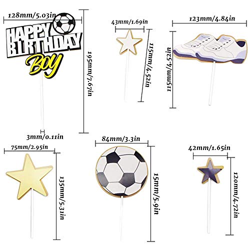 6 Adornos para Tartas de Fútbol, Decoración para Tartas de Fútbol de Cumpleaños, ​​Adornos para Tartas de Feliz Cumpleaños, para Adornos para Fiestas de Fútbol, ​​Adornos para Fiestas Deportivas