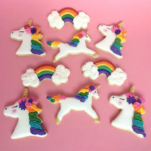 6 PCS de Acero Inoxidable Molde de Cortadores de Galletas y Galletas Establecido para Pastel horneado de Bricolaje Fondant Decoración de Pastelería para Hornear-Unicornio, Pegaso, Arcoiris, Estrellas