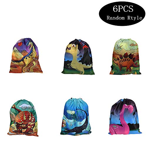 6 Piezas Dinosaur Drawstring Pocket,Bolsa de Dinosaurios Fiesta de Cumpleaños Mochilas Dinosaurio, Mochila de Cuerdas Birthday Dino,Adecuado para Fiestas Temáticas Infantiles, Bolsas de Gimnasia