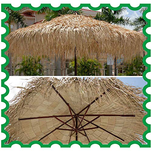 6.8ft sombrilla Tiki Paraguas Imitación Paja Hula Hojas de Girasol Naturales Tejidas a Mano Usar en Restaurante al Aire Libre/cafetería/Piscina/Patio/diseño de paisajes CMXZ