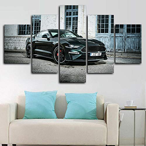 6Lv5Panel Mustang Police Net Iron King Kong Super Coche Impresiones sobre Lienzo Regalo 5 Piezas Material Tejido no Tejido Impresión Artística Imagen Gráfica Decoracion de Pared-100 * 55CM