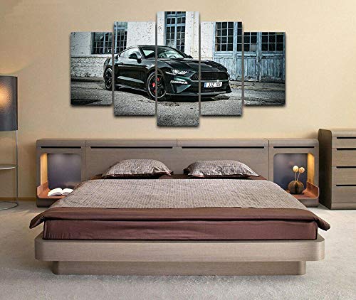 6Lv5Panel Mustang Police Net Iron King Kong Super Coche Impresiones sobre Lienzo Regalo 5 Piezas Material Tejido no Tejido Impresión Artística Imagen Gráfica Decoracion de Pared-100 * 55CM