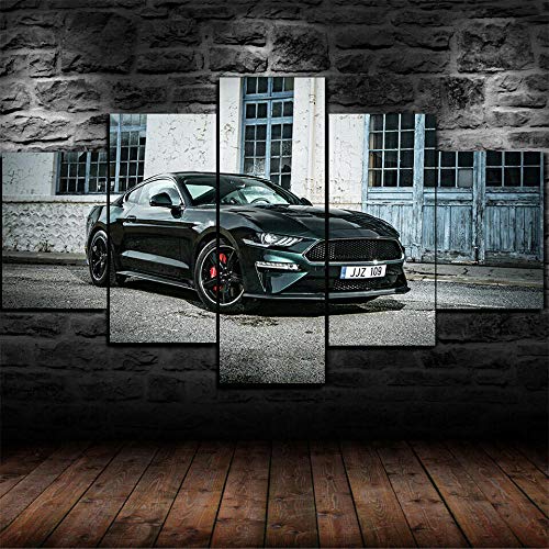 6Lv5Panel Mustang Police Net Iron King Kong Super Coche Impresiones sobre Lienzo Regalo 5 Piezas Material Tejido no Tejido Impresión Artística Imagen Gráfica Decoracion de Pared-100 * 55CM