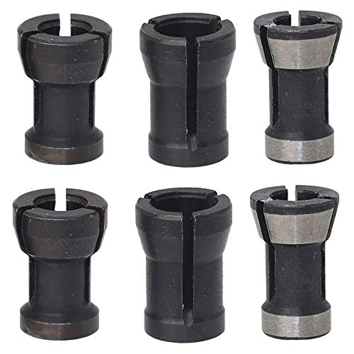 6PCS Fresadora Adaptador, Adaptador de Piezas de Fresadora,Eléctrico Cabeza de Carrete para Broca Para Fresadora De Madera, Máquina De Grabado Fresa Para Madera(6/6.35/8mm)