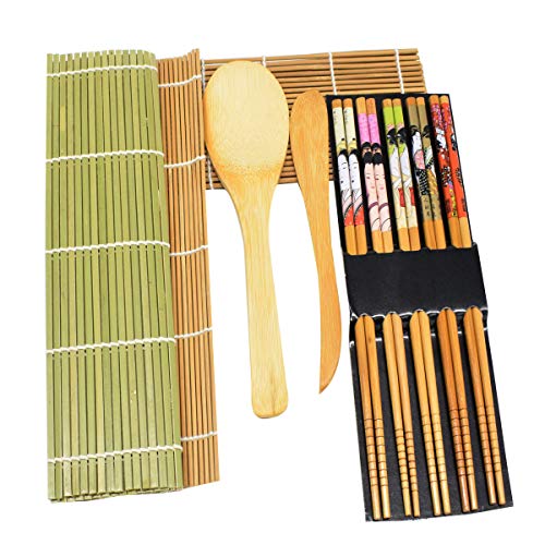 6PCS Kit para Hacer Sushi Bambu,Osuter Sushi Maker Durable Esterilla para Sushi Interesante para Principiante Profesional Amantes de la Comida