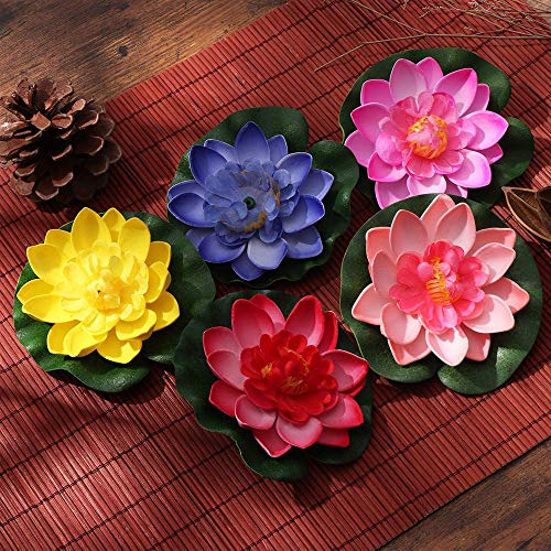 8 Piezas Lirio Agua Artificial Flotante Estanque, a Prueba de Agua Flor Loto para Los Amantes y Los Niños, Se Aplica a San Valentín día de la Boda Acuarios Decoración(8 Color)